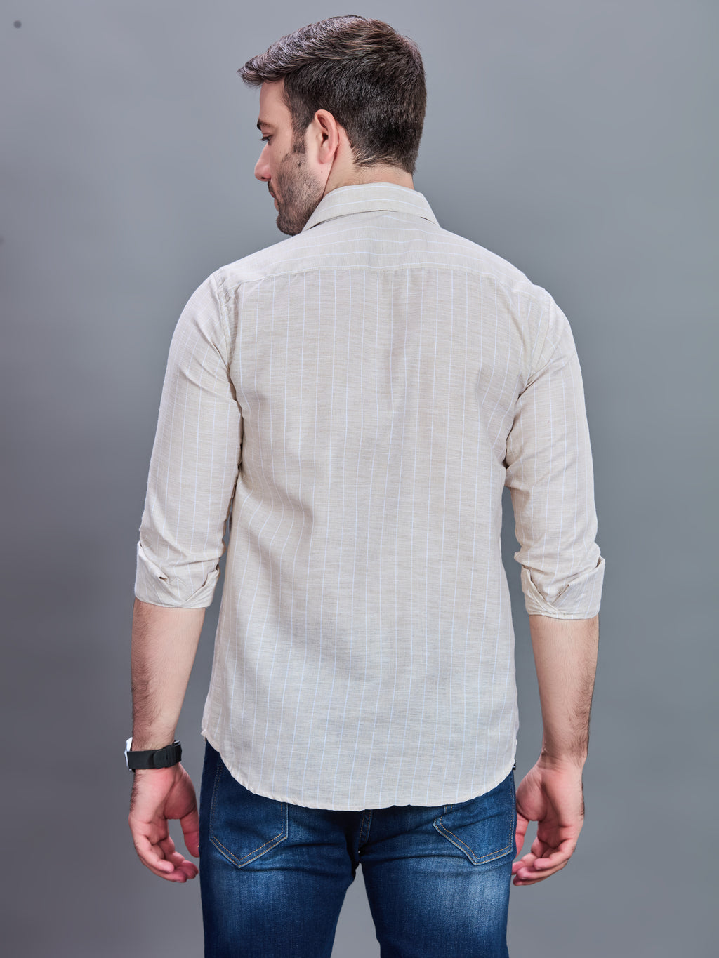 AXZON Off White Checked Slim Fit Casual Shirt for Men