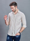 AXZON Off White Checked Slim Fit Casual Shirt for Men