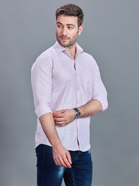 AXZON Light Pink Linen Slim Fit Shirt for Men