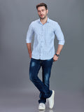 AXZON Sky Blue Checked Casual Shirt for Men