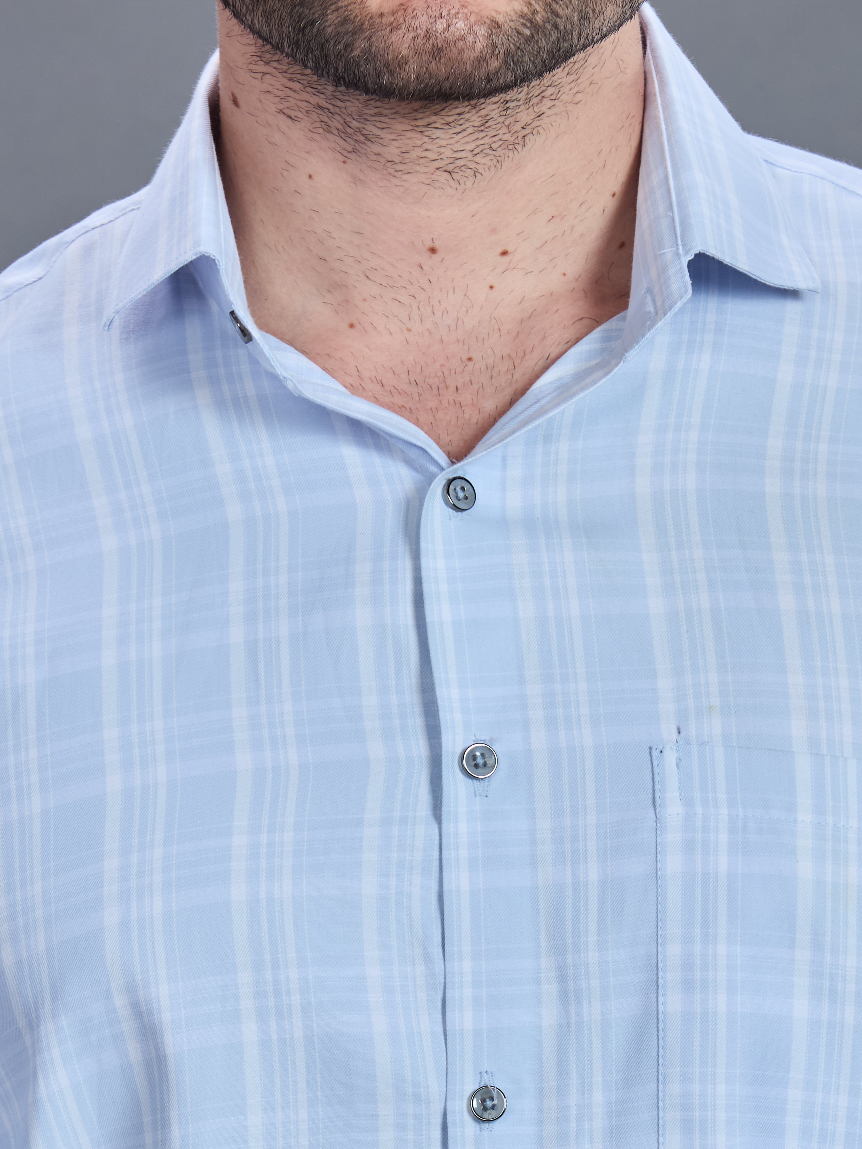 AXZON Sky Blue Checked Casual Shirt for Men