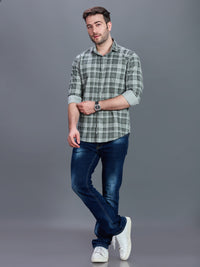 AXZON Green Checked Casual Shirt for Men
