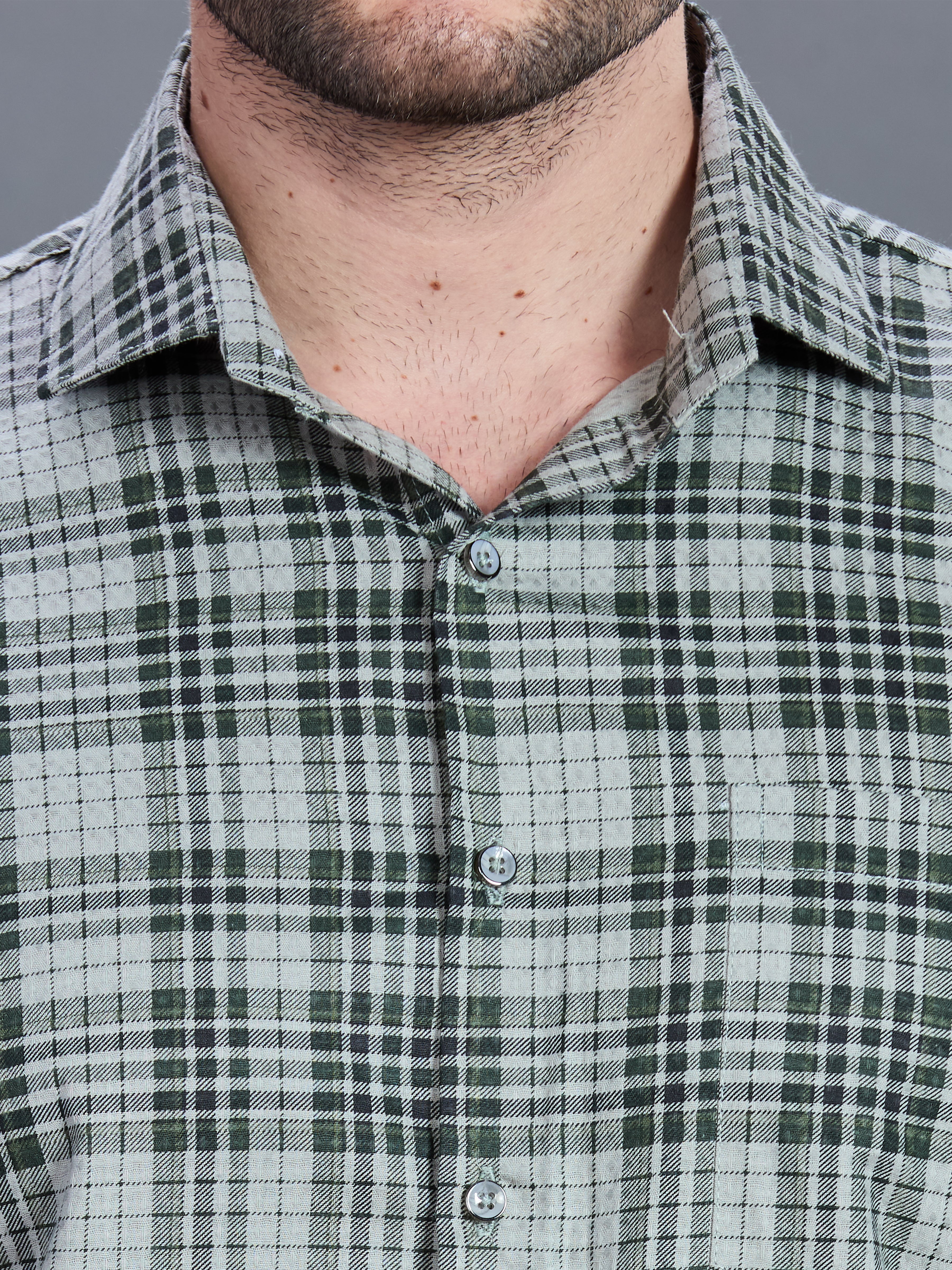 AXZON Green Checked Casual Shirt for Men