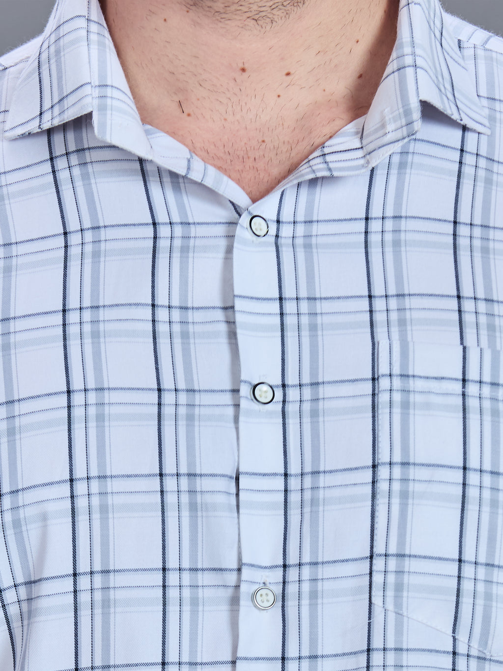 AXZON White & Light Blue Checked Casual Shirt for Men