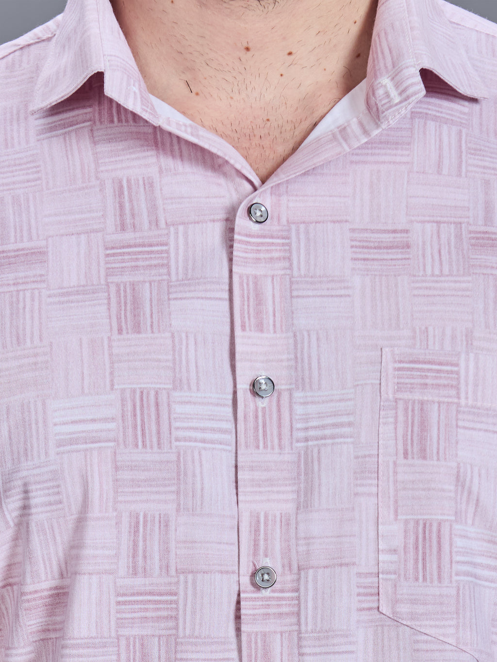 AXZON Pink Geometric Printed Casual Shirt for Men