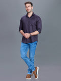 AXZON Charcoal Grey Textured Printed Shirt for Men