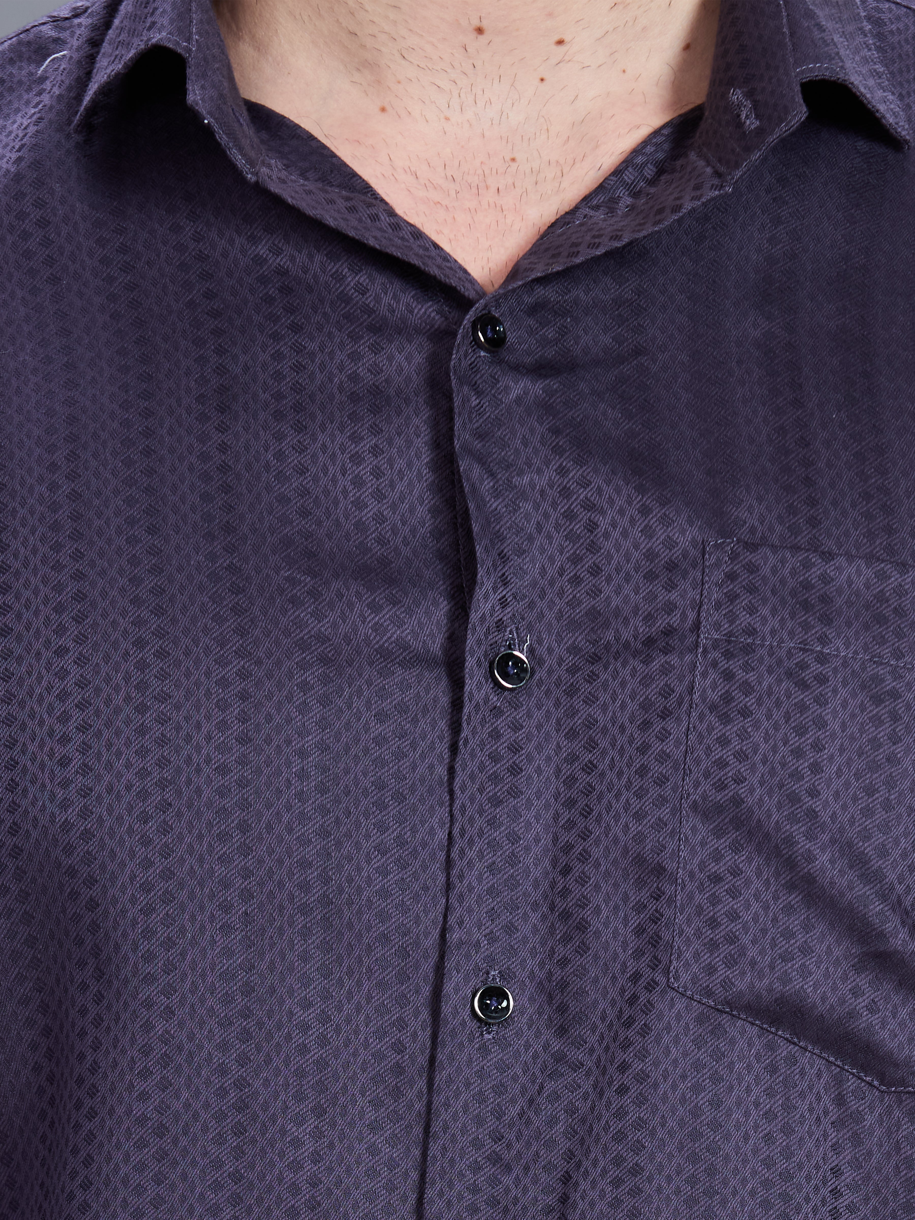 AXZON Charcoal Grey Textured Printed Shirt for Men