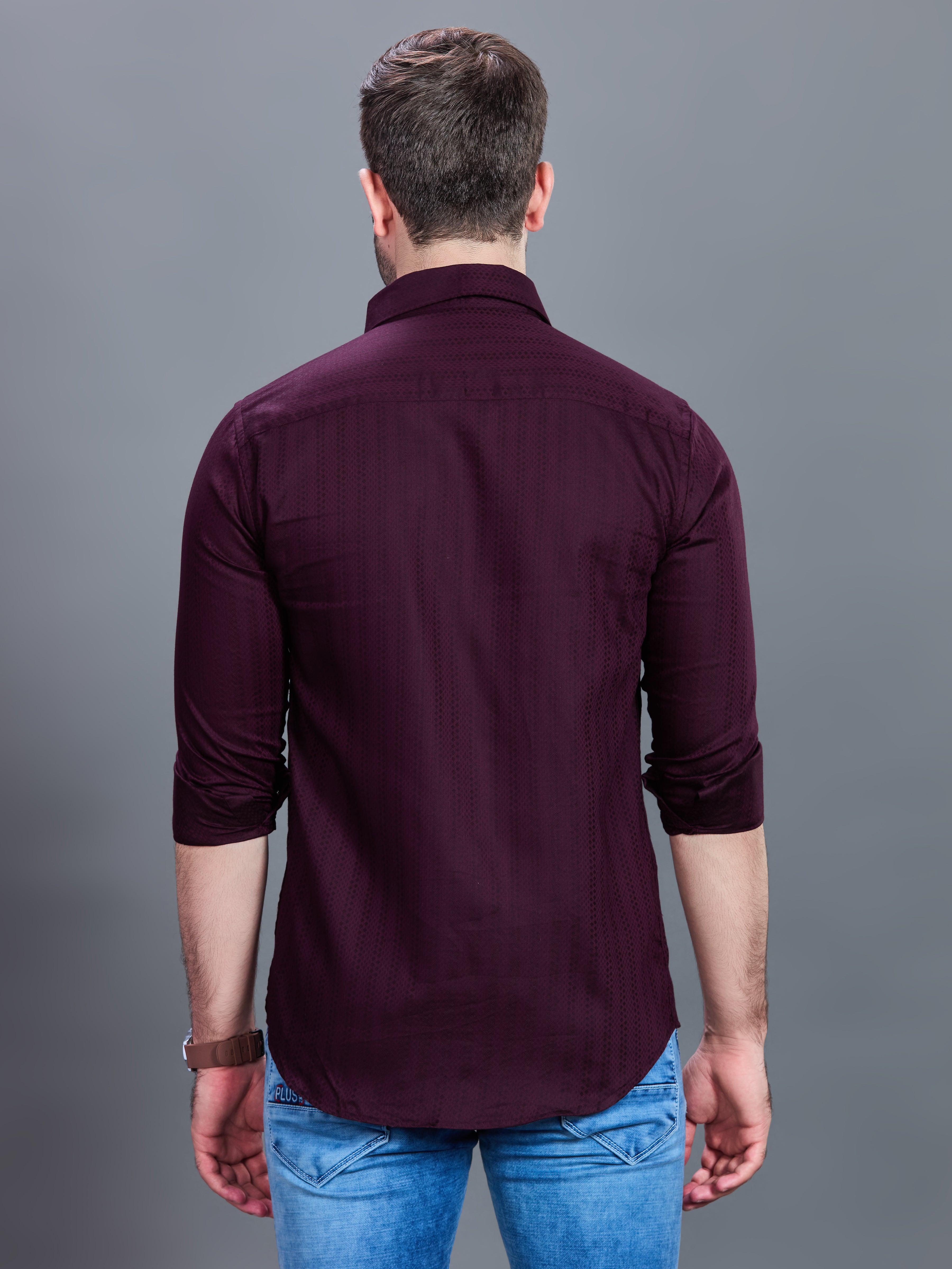 AXZON Maroon Textured Printed Shirt for Men