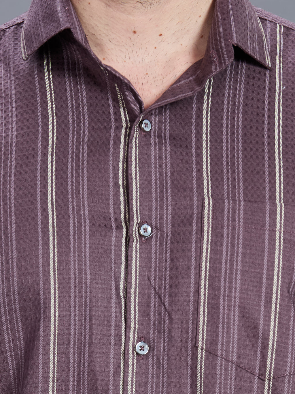 AXZON Brown Striped Formal Shirt for Men