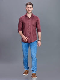 AXZON Wine Textured Printed Shirt for Men