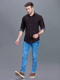 AXZON Dark Brown Geometric Printed Shirt for Men