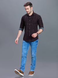 AXZON Dark Brown Geometric Printed Shirt for Men