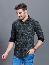 AXZON Black Marble Printed Casual Shirt for Men