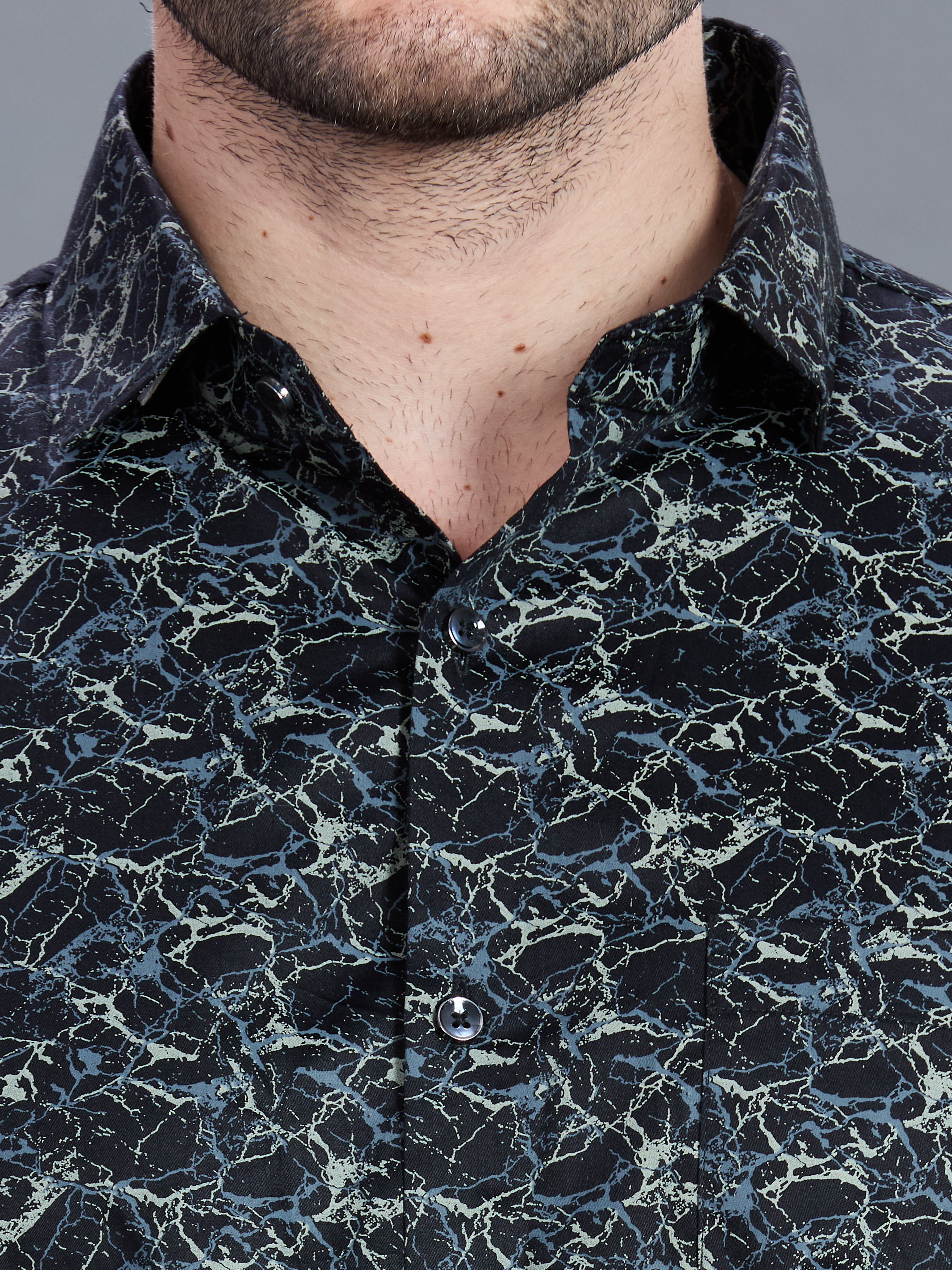 AXZON Black Marble Printed Casual Shirt for Men
