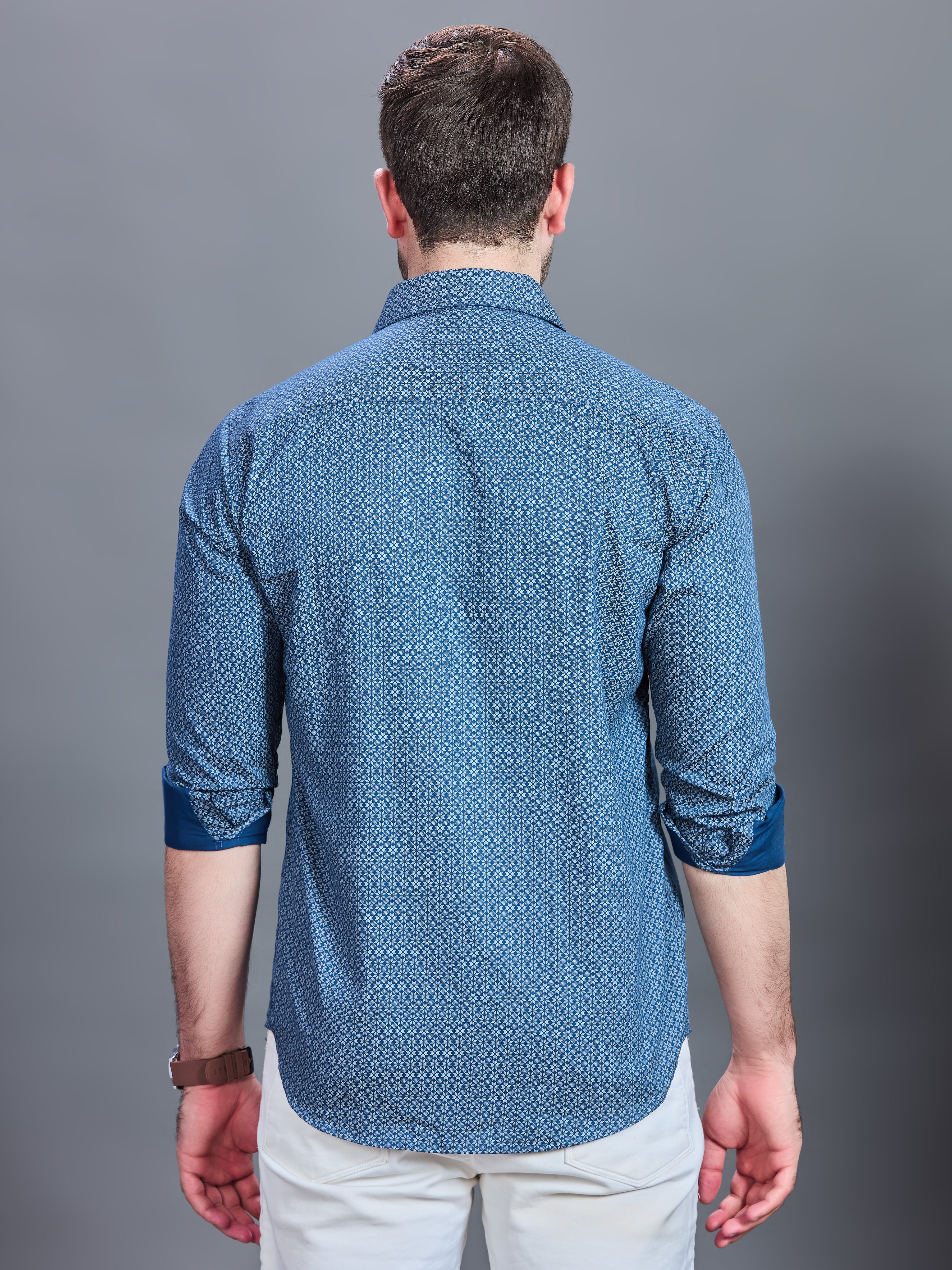 AXZON Blue Floral Printed Casual Shirt for Men