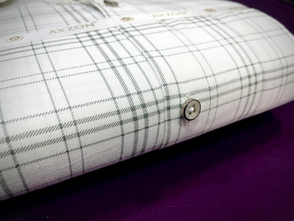 AXZON Men's White Grey Checked Formal Shirt