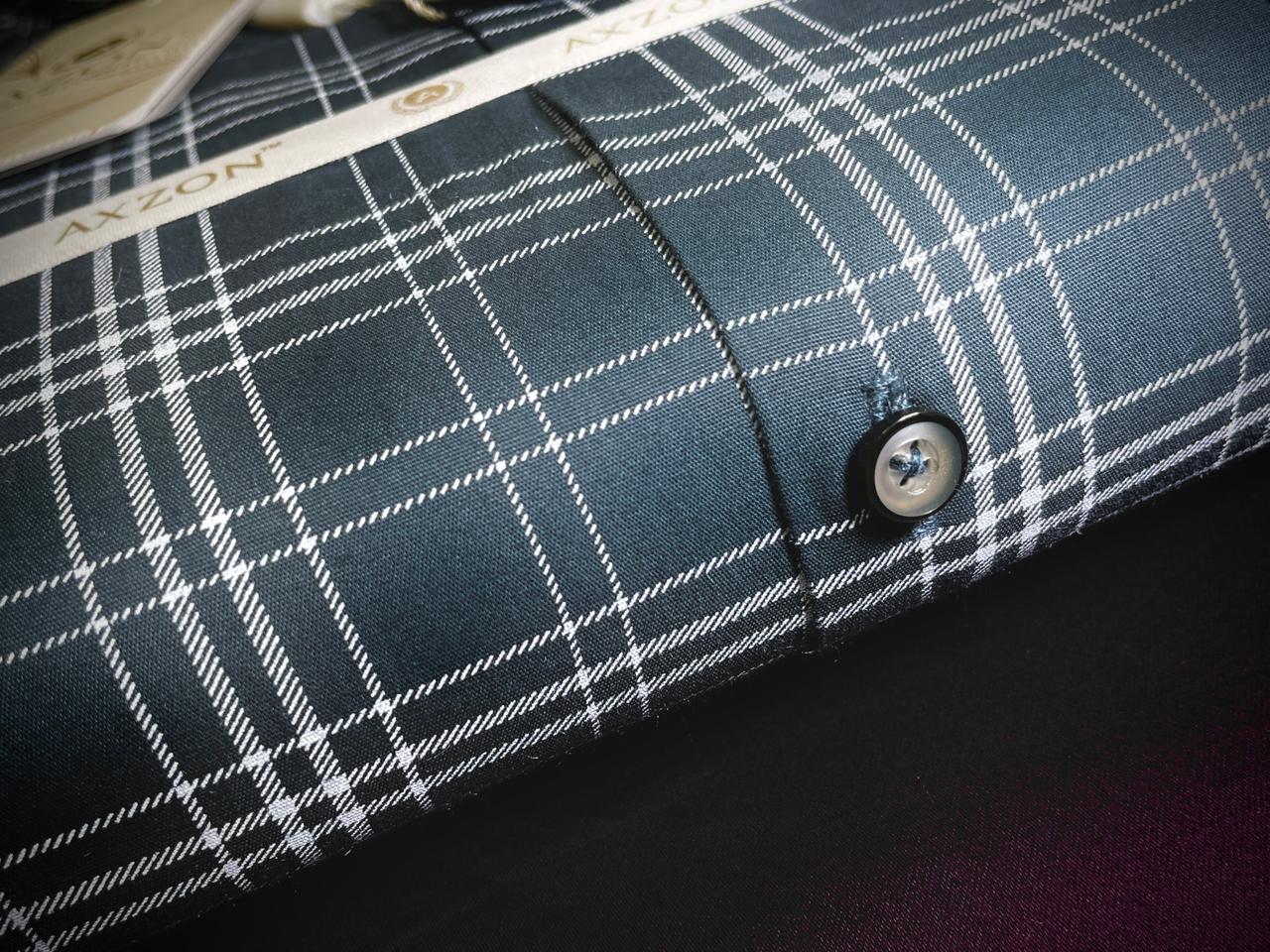 AXZON Men's Black Grey Checked Formal Shirt