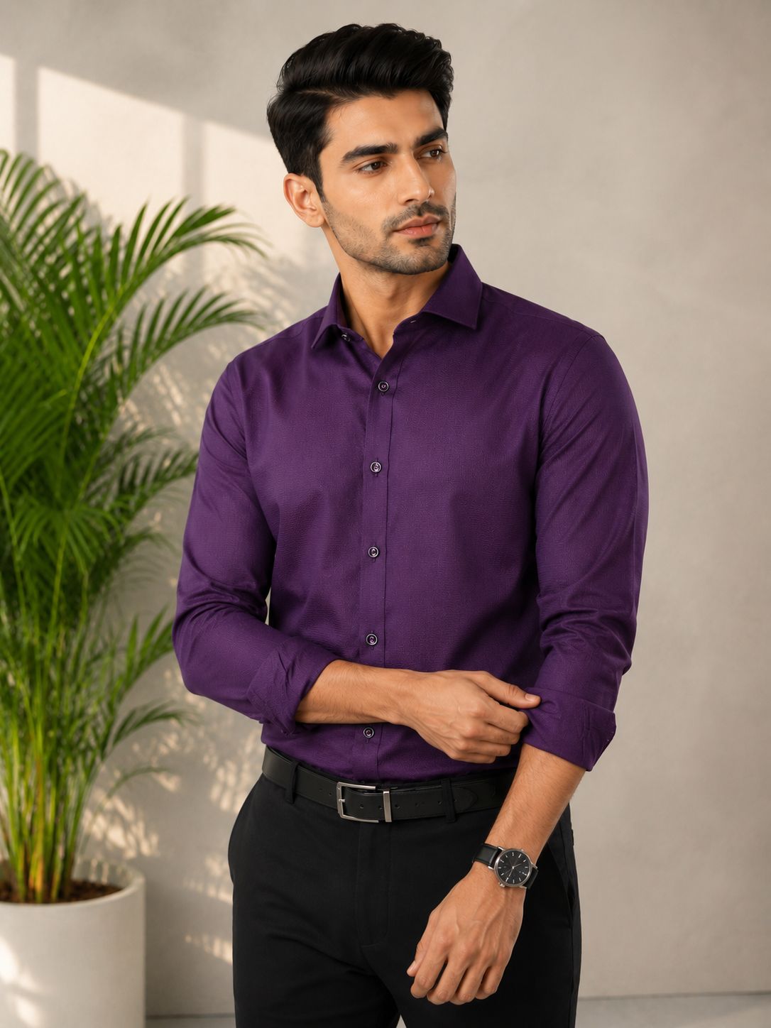 AXZON Navy Blue Formal Shirt for Men