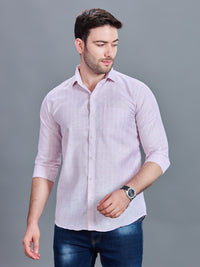 AXZON Light Pink Linen Slim Fit Shirt for Men