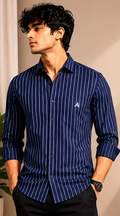 AXZON Navy Blue Stripe Shirt for Men