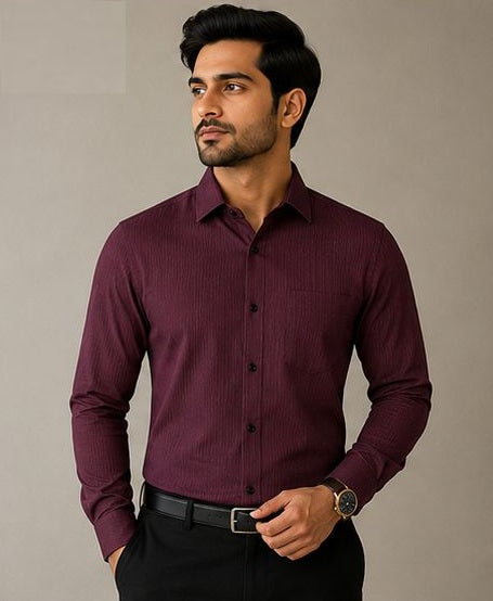 AXZON Wine Red Formal Shirt