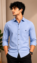 AXZON Sky Blue Stripe Shirt for Men