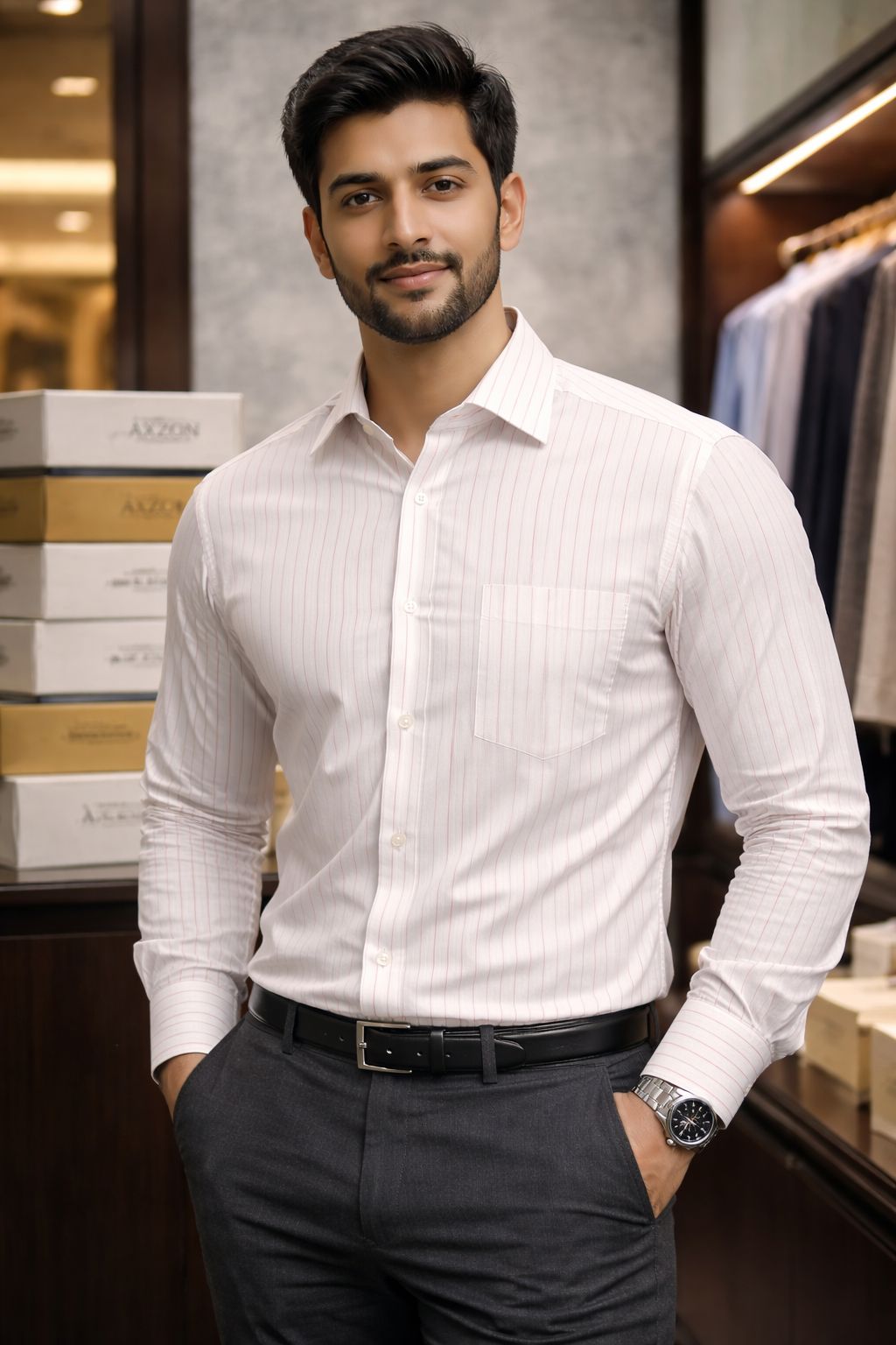 AXZON White Formal Shirt for Men