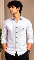 AXZON White Vertical Stripe Shirt