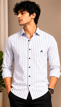 AXZON White Vertical Stripe Shirt